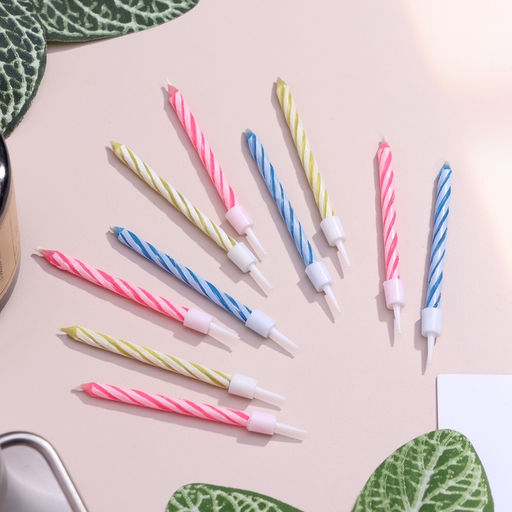 Цена за 8 шт. Свечи для торта Спираль, незадуваемые, 10 шт., 10 подставок - Страна карнавалия фото 2