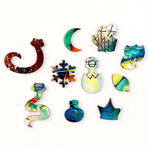 Пазлы фигурные деревянные на новый год Змея на шаре, 128 элементов - Лесная мастерская фото 6