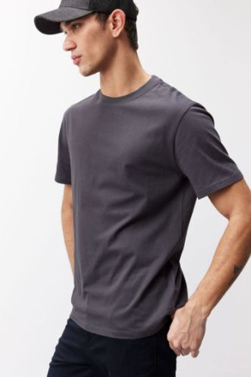 New Regular Fit Bisiklet Yaka Basic Duz K?sa Kollu Tisort