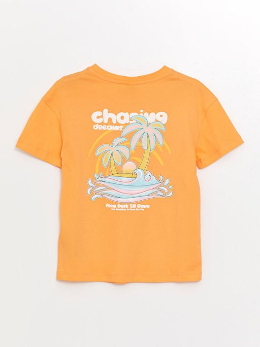 Bisiklet Yaka Bask?l? K?sa Kollu K?z ?ocuk Ti??rt - Waikiki фото 2