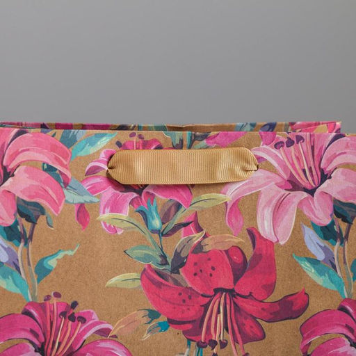 Цена за 3 шт. Пакет подарочный крафтовый, Цветы, MS 18?23?10 см