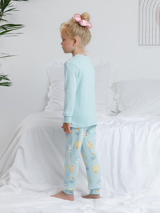 К 1541/морозный шалфей,цв.попугайчики пижама дет