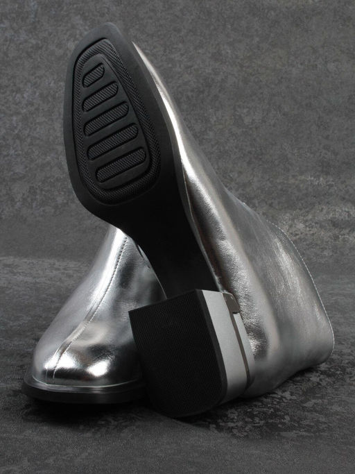 01-B50B-96C GREY/SILVER Ботинки демисезонные женские (натуральная кожа, байка)