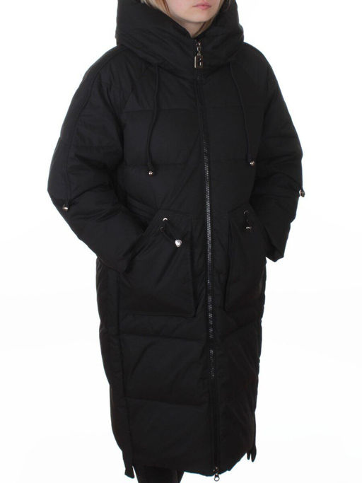 6615 BLACK Пальто зимнее женское (200 гр. холлофайбер)