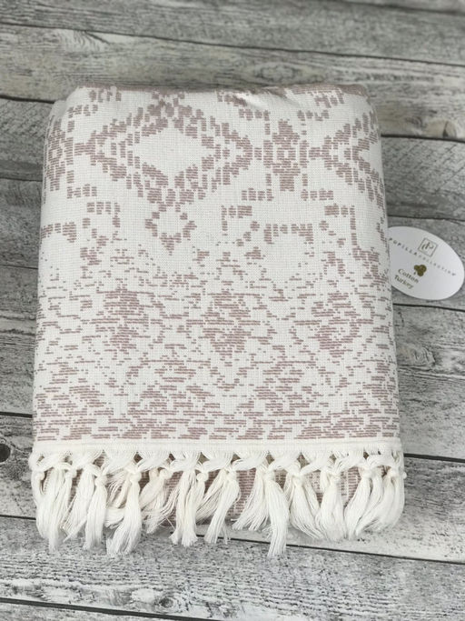 Пляжное полотенце пештемаль 100% хлопок Greneta сухая роза-крем (90*170)