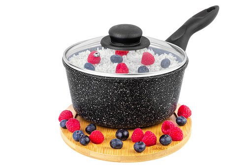 Ковш 1,5 л ГАРМОНИЯ ВКУСА Черный мрамор С КРЫШКОЙ ф18, н/р, 34,5*19*13,5 см - Elan gallery фото 3