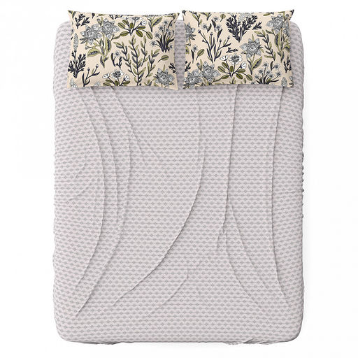 Простыня 1,5 спальная на резинке Сон-трава К 120х200см, свесы 29см, поплин 115г/м2, хлопок 100%, упаковка классическая ПВХ 28х41см, Домашняя мода (Россия)