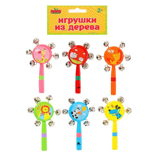 Погремушка музыкальная игрушка «Весёлые зверушки», с бубенцами, МИКС