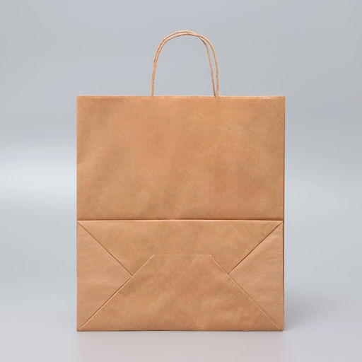 Цена за 25 шт. Пакет крафт без печати, крученая ручка, 28×15×32 см