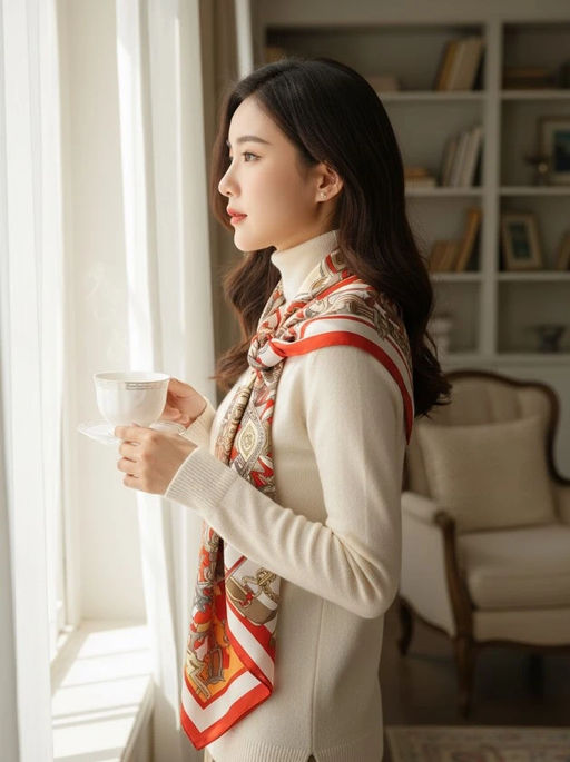 Платок на голову и шею весенний, мультицвет - Greta фото 2