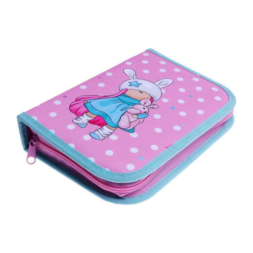 Пенал школьный, 1 секция, 14×21×4 см «Девочка с зайчиком»