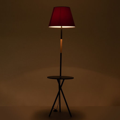 Торшер напольный BayerLux «Патрисиа» со столиком, 1×15 Вт, Е27, черный/красный, 40×40×157 см