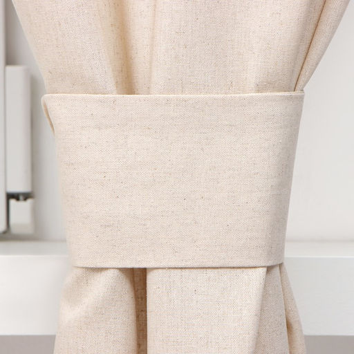 Шторы для кухни Этель ECO, цвет молочный, 130±6×180 см - 2 шт., подхваты - 2 шт.