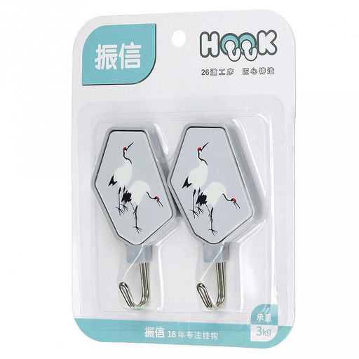 Крючок на липучке "Парочка" металлический с пластмассовым основанием, 2 штуки 4,8х8,8х2см, в блистере (Китай)