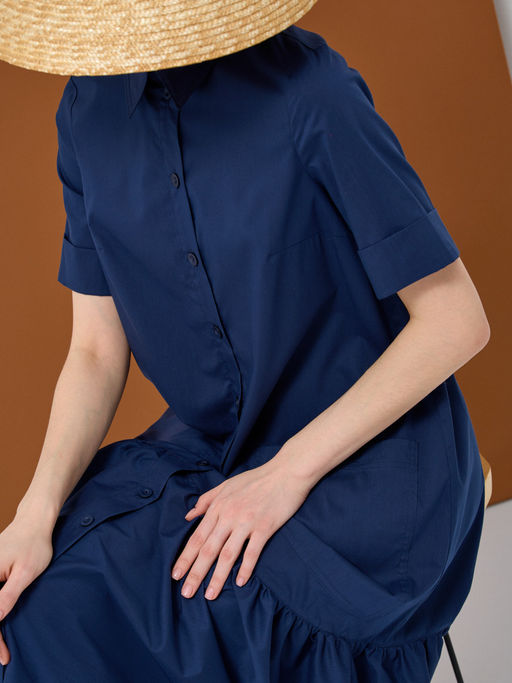 Платье хлопок OD-791-3 темно-синее OD-791-3