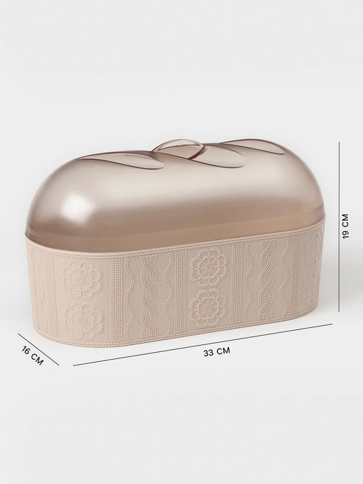 Хлебница с крышкой Альтернатива «Меланж», 33×16×19 см, пластик, бежевая