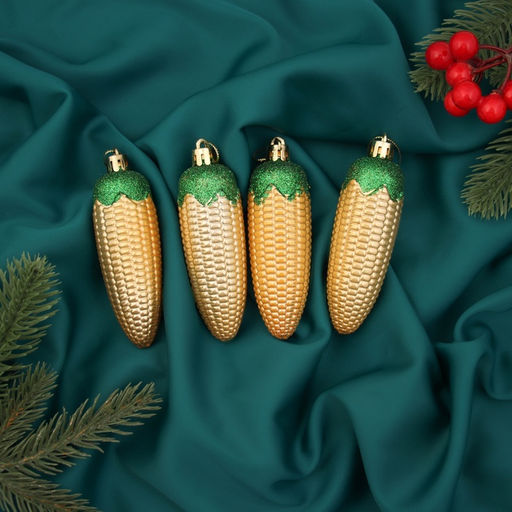 Ёлочные игрушки 4 шт. Кукуруза 103 см, золото