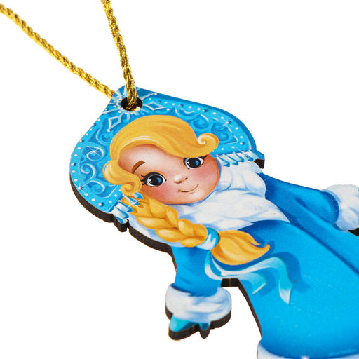 Цена за 4 шт. Ёлочная игрушка - подвеска деревянная Новый год! Снегурочка