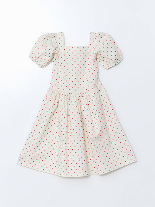 Kare Yaka K?z ?ocuk Poplin Elbise