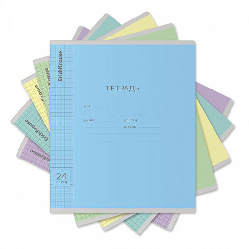 Цена за 160 шт. Тетрадь школьная ученическая ErichKrause Классика Visio ассорти, 24 листа, линейка (в плёнке по 10 шт.)
