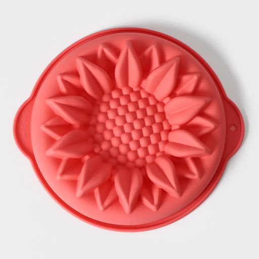 Форма для выпечки Доляна «Подсолнух», силикон, 29×6 см, с ручками, цвет МИКС