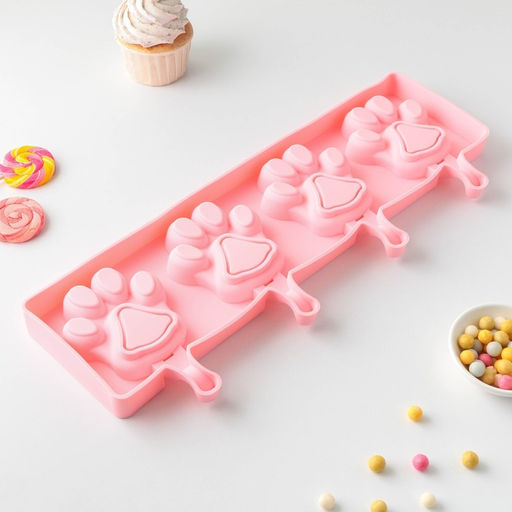 Форма для мороженого Лапки, силикон, 26?14 см, 4 ячейки (8.5?8.5 см), МИКС - Simaland фото 5