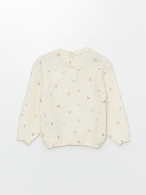 Bisiklet Yaka ?i?ekli K?z ?ocuk Kazak - Waikiki фото 2