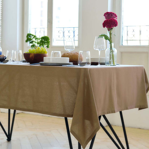 Скатерть «Этель» ECO, 136×250 см, 70% хлопок, 30% лён, 190 г/м², оливковая