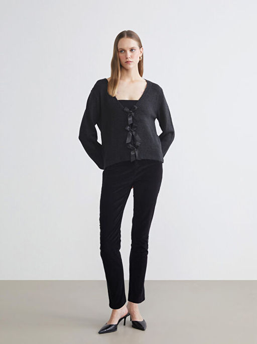 Dar Fit Kadife Kad?n Pantolon