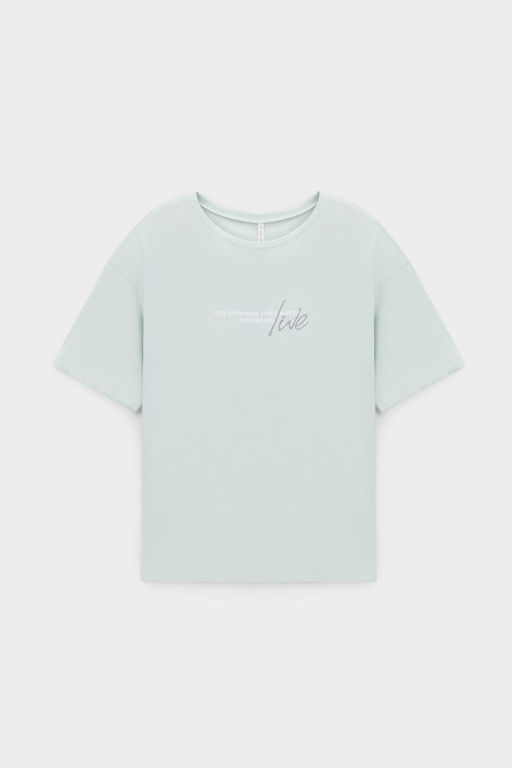 Е 20157/туманный голубой, журавли пижама жен (фуфайка, брюки)