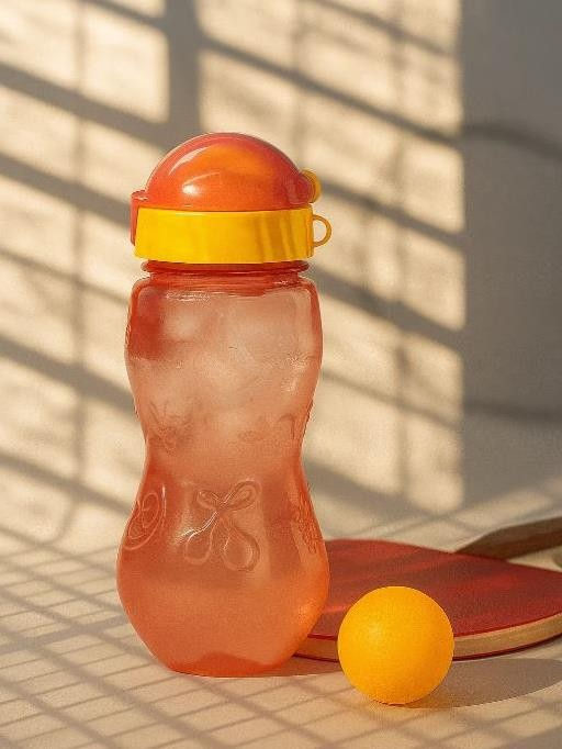 Бутылка "Fruit" с трубочкой, pink (400 ml)