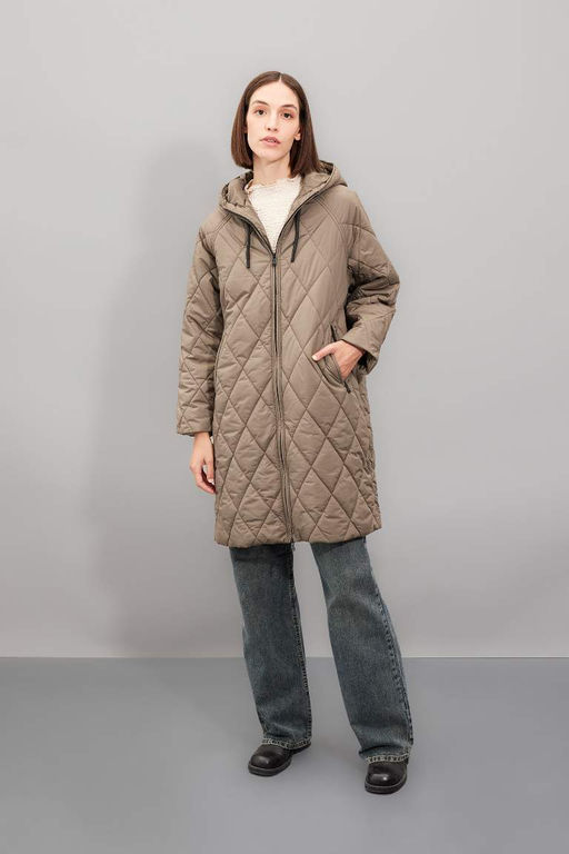 Стеганое узкое пальто Relax Fit с капюшоном и паркой - Defacto фото 3