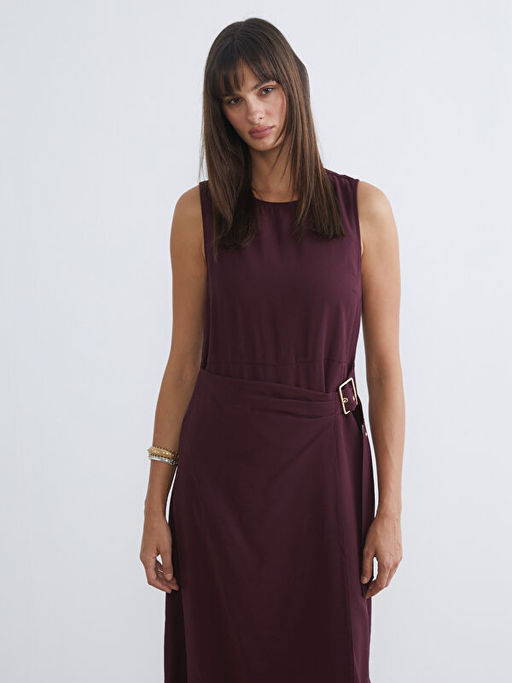 Bisiklet Yaka Krep Belden Oturtmal? Elbise