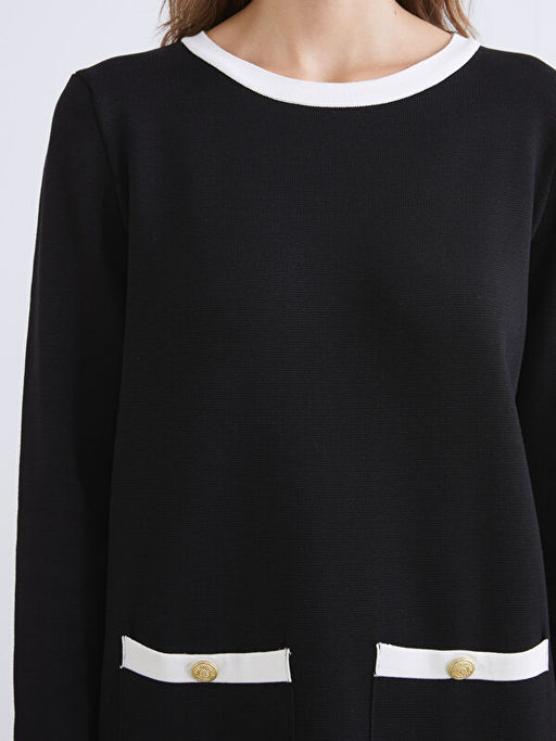 Bisiklet Yaka Triko Elbise