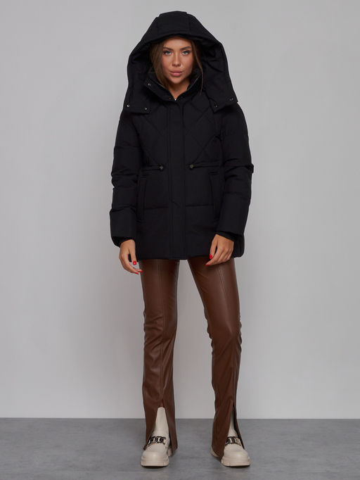 Зимняя женская куртка модная с капюшоном черного цвета 52302Ch - Holdluck фото 6