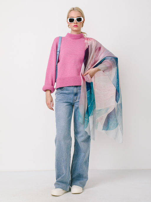 Большой, мягкий, тонкий и очень нежный двусторонний палантин с рисунком в стиле арт-деко - Tantino фото 2