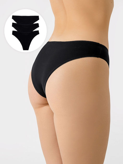 Трусы женские бразилиана мультипак (3 шт.) в черном цвете