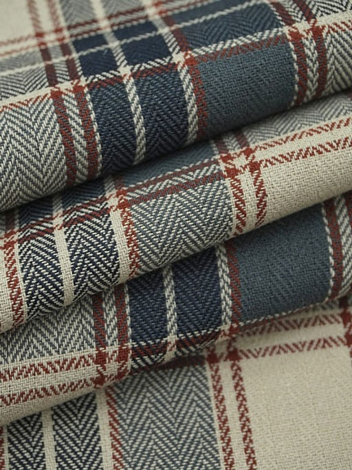 Фуле Клетка цв.серый/бежевый/чернильно-синий, ш.1.45м, хлопок-100%, 150гр/м.кв - Купава фото 6