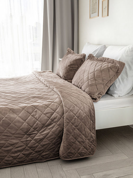 Покрывало велюр 240x240 светло-коричневый велюр - Lucky фото 2