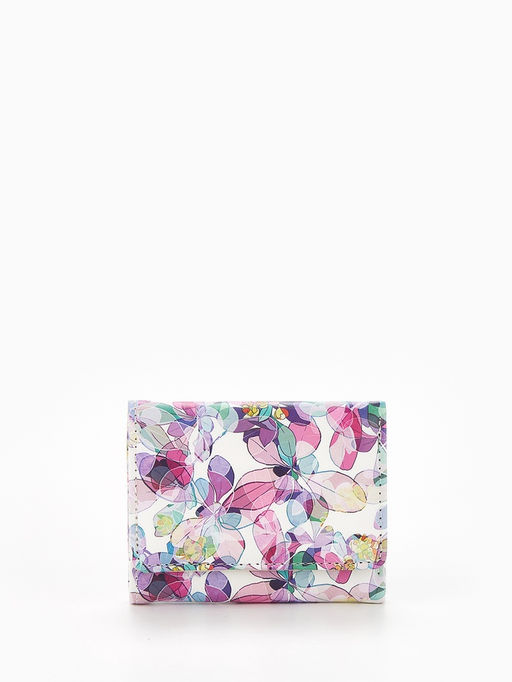 Кошелёк женский на кнопке, 10.5?2.5?8.5 см, с цветочным принтом, разноцветный