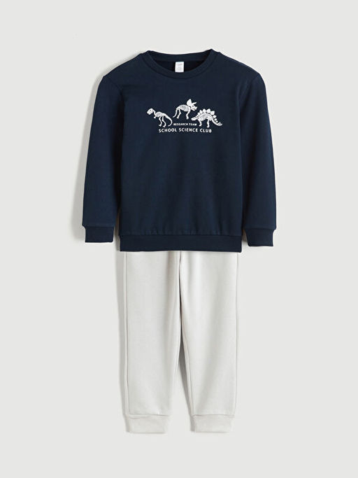 Dinozor Bask?l? Erkek ?ocuk Sweatshirt ve E?ofman Alt