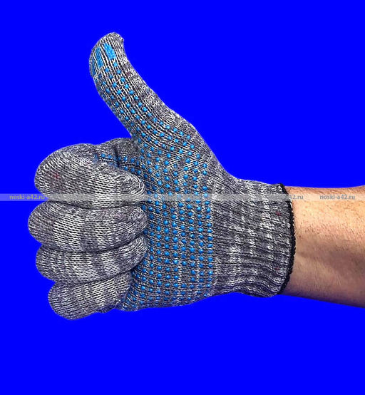 Цена за 10 пар.Перчатки рабочие хб с ПВХ - 10 класс, 5-х нитка СЕРЫЕ