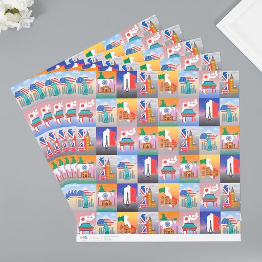 Бумага для скрапбукинга двусторонняя «Путешествия», плотность 180 г, набор 5 шт., 30.5×32 см