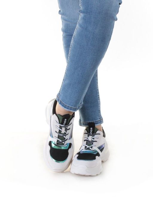 05-DMG11-2 WHITE/GREEN Кроссовки женские (нат.кожа, нат.замша, текстиль) - Фабричный китай фото 3