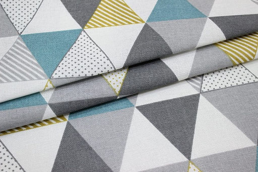 Рогожка Треугольный пэчворк цв.серый/бирюзовый, ш.1.5м, хлопок-100%,160гр/м.кв - Купава фото 5