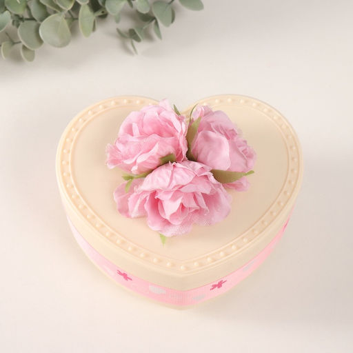 Шкатулка музыкальная механическая Нежные розы, пластик, молочная, 12?13.5?10.5 см