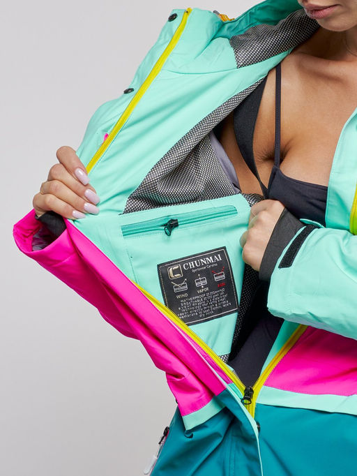 Горнолыжный комбинезон женский зимний бирюзового цвета 2327Br