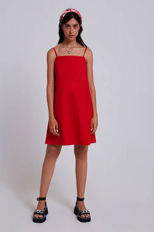 Алое хлопковое платье - Incity фото 8