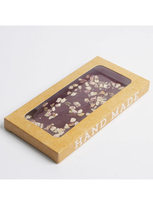 Цена за 10 шт. Коробка для шоколада, кондитерская упаковка, «Hand made», с окном, 17.3×8.8×1.5 см
