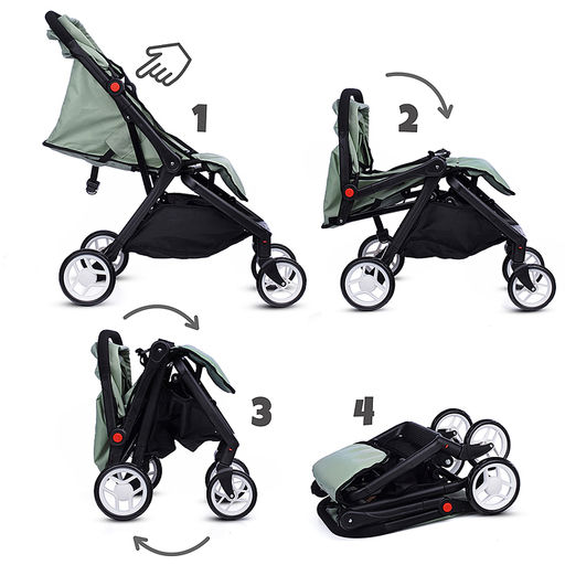 Коляска для кукол прогулочная, складная, с корзиной, цвет хакки, в пакете